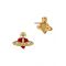 Vivienne Westwood Gold Red Enamel New Diamante Heart Stud Earrings - Gold