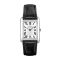 Accurist Women's Rectangle Black Leather Strap Watch - Silver