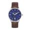 Accurist Men's Classic Brown Leather Strap with Windsor Blue Dial - Silver