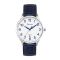 Accurist Men's Classic Blue Leather Strap White Dial Watch - Silver