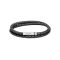 Boss Ares Black Braided Leather Bracelet