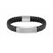 Boss Lander Black Leather Bracelet