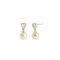 Coach Gold Heart White Pearl Drop Earrings - Gold