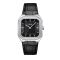 CLUSE Silver Quadrus Black Leather Watch - Silver