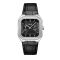 CLUSE Silver Quadrus MultiFunction Black Leather Watch - Silver