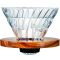 Hario V60 4-cup Coffee Dripper VDG-02 - clear/olive wood